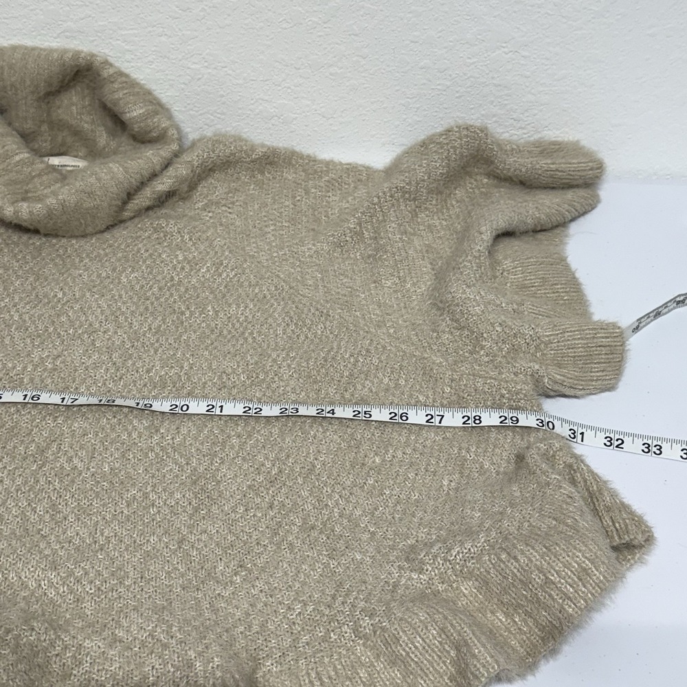 Anthropologie Falling Snow Ruffled Turtleneck Poncho Sweater One Size Beige‎ - Picture 12 of 14